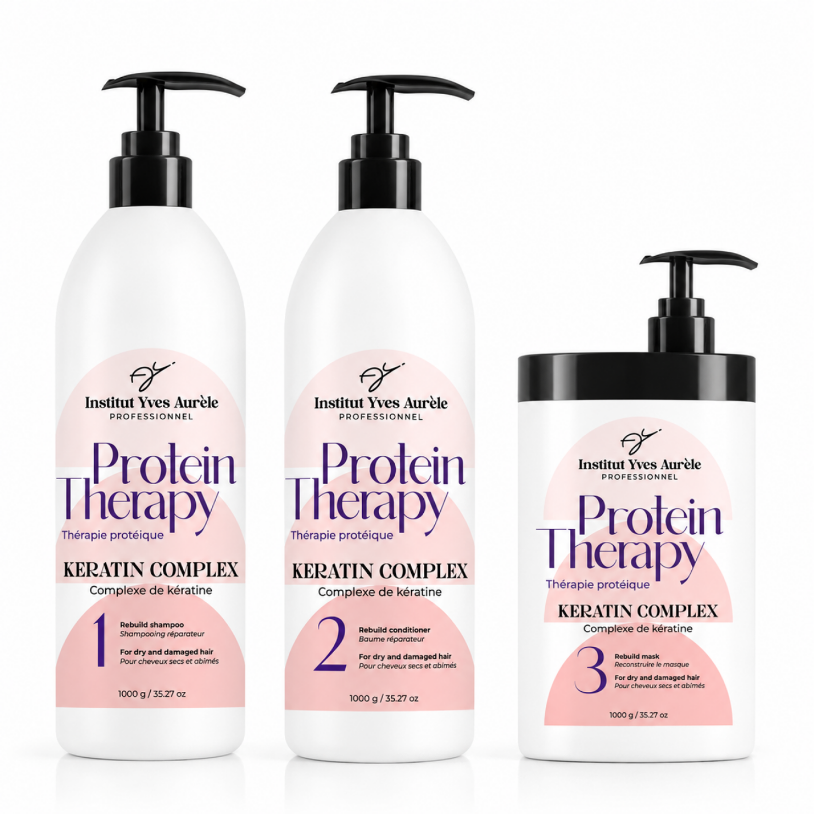 Dreifachstarke Proteintherapie für das Haar: Shampoo (1000g), Spülung (1000g) und Maske (1000g) Dreifachstarke Proteintherapie für das Haar: Shampoo (1000g), Spülung (1000g) und Maske (1000g)