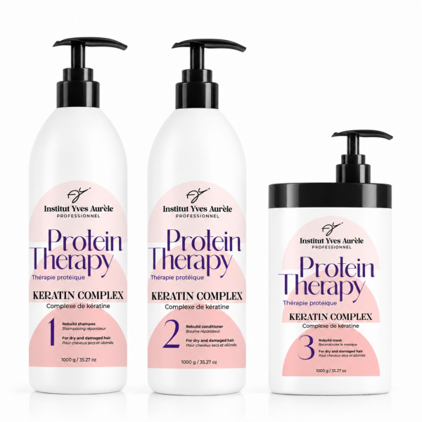 Dreifachstarke Proteintherapie für das Haar: Shampoo (1000g), Spülung (1000g) und Maske (1000g)