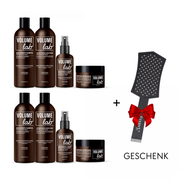 VOLUME LAB HAARWACHSTUMS-ERNEUERUNGSSYSTEM + Geschenk zusätzliches Set und luxuriöse Etern'l Haarbürste