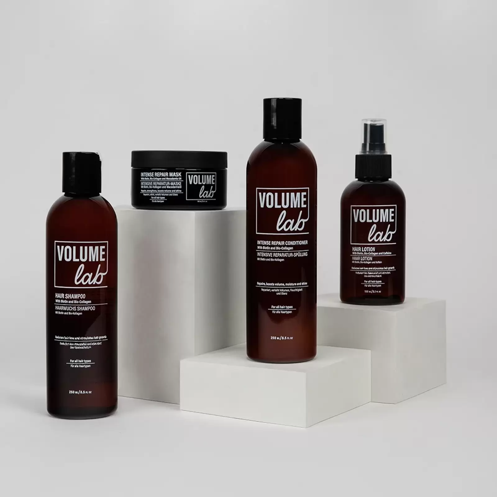 Volume Lab Shampoo, Spülung, Lotion und Haarmaske Volume Lab Shampoo, Spülung, Lotion und Haarmaske