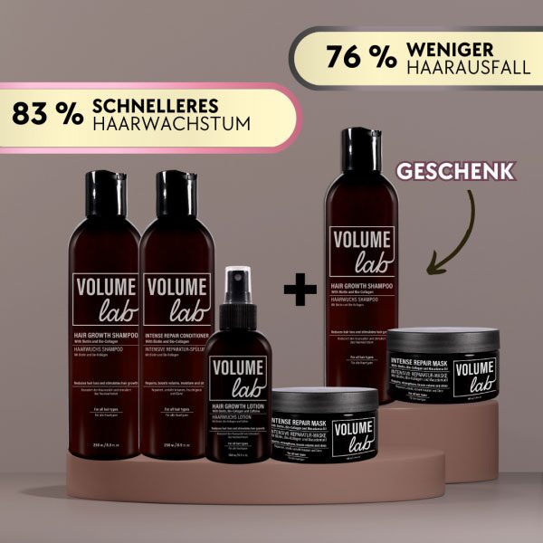 Volume Lab Produkte fördern neues Haarwachstum, machen das Haar dicker + ZUSÄTZLICHES GESCHENK-SET